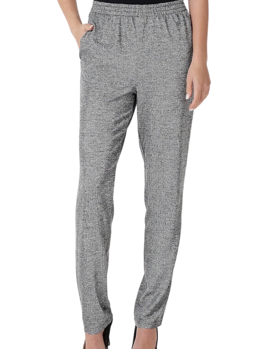 Attitudes by Renee Foil Heather Jersey Pull-On Pants Sz LP